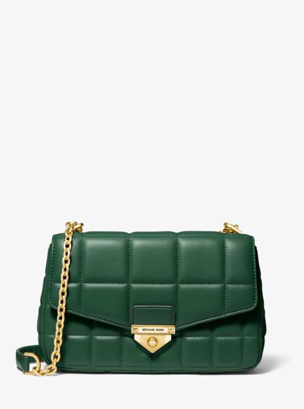 Damske Taška Cez Rameno Michael Kors SoHo Large Quilted Leather Olivovo Zelená - Kabelky Michael Kors Outlet | NLAXR-6539